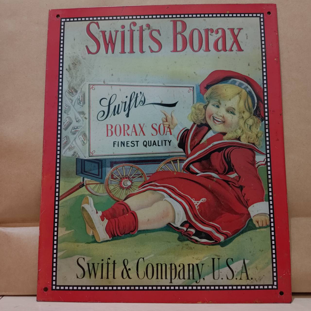 Swift’s Borax soap metal sign – vintage reproduction